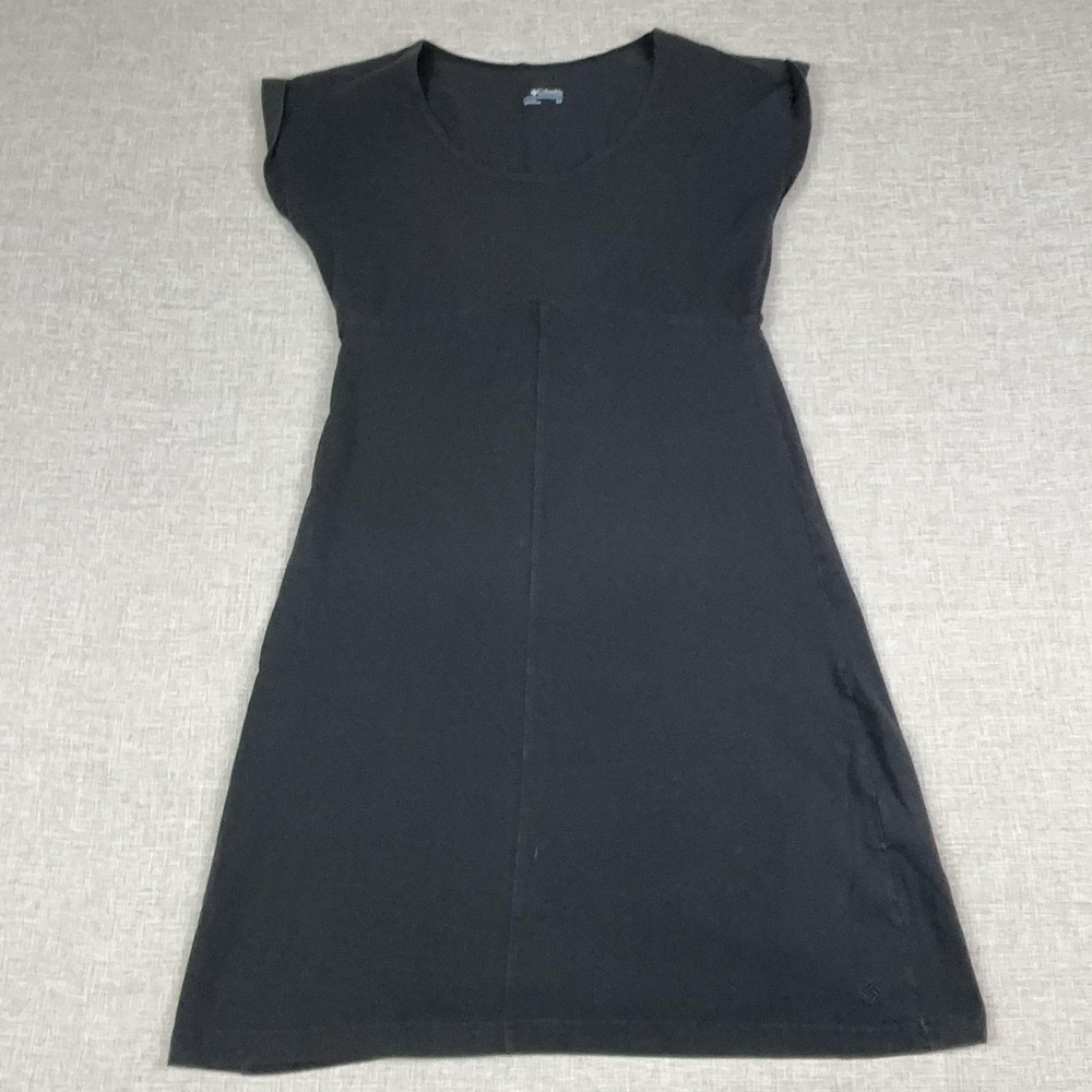 Columbia Dress Womens S Black Crew Neck T-Shirt Dress Cap Sleeve Stretch
